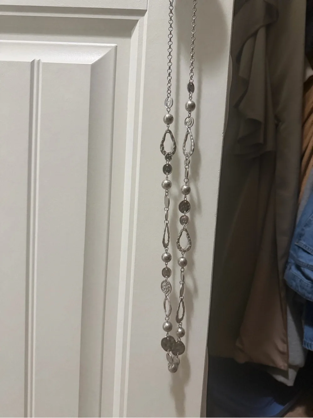 Plunder Silver-Tone Long Link Necklace with Beaded Drops and earrings